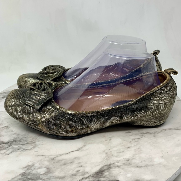 Earthies Rubio Metallic Bow Hidden Wedge Comfort Shoes 9.5 Edgy Artsy Balletcore - Picture 3 of 16